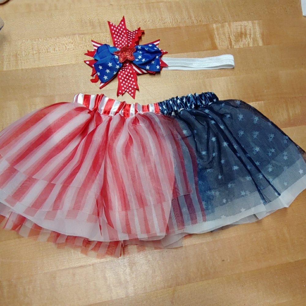 Girls tutu headband set, 12months-2T, 4th of July